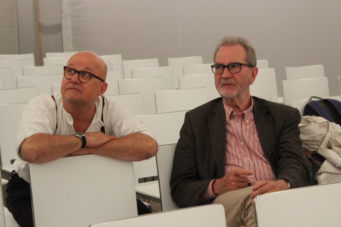 Wolfgang Georgsdorf und Edgar Reitz vor der Veranstaltung. © Ramona Schuster und Wiebke Jann